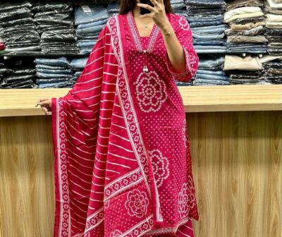Cotton 3 piece kurti set