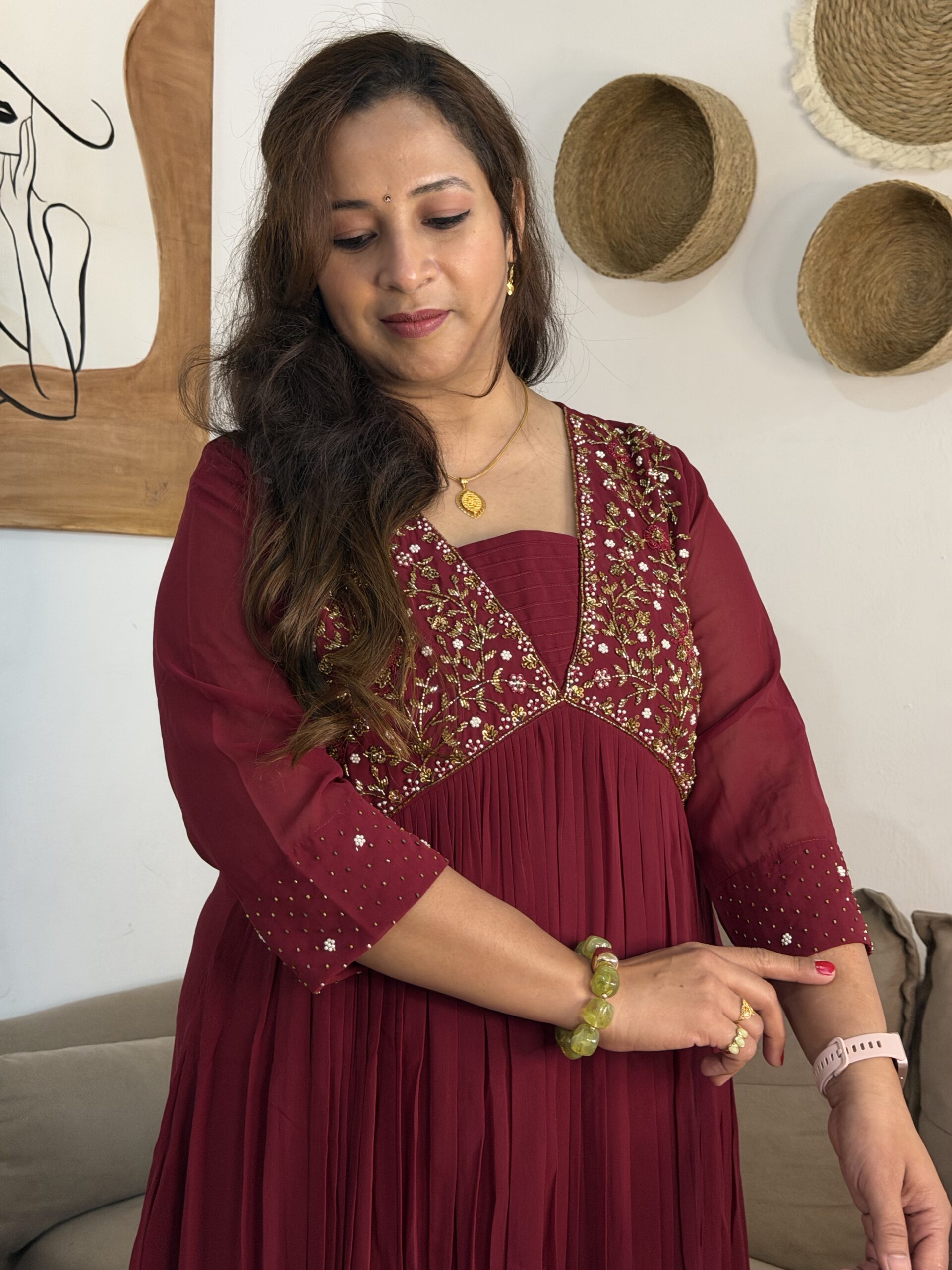 Premium Georgette Hand Embroidery Party Wear Kurti - Image 7
