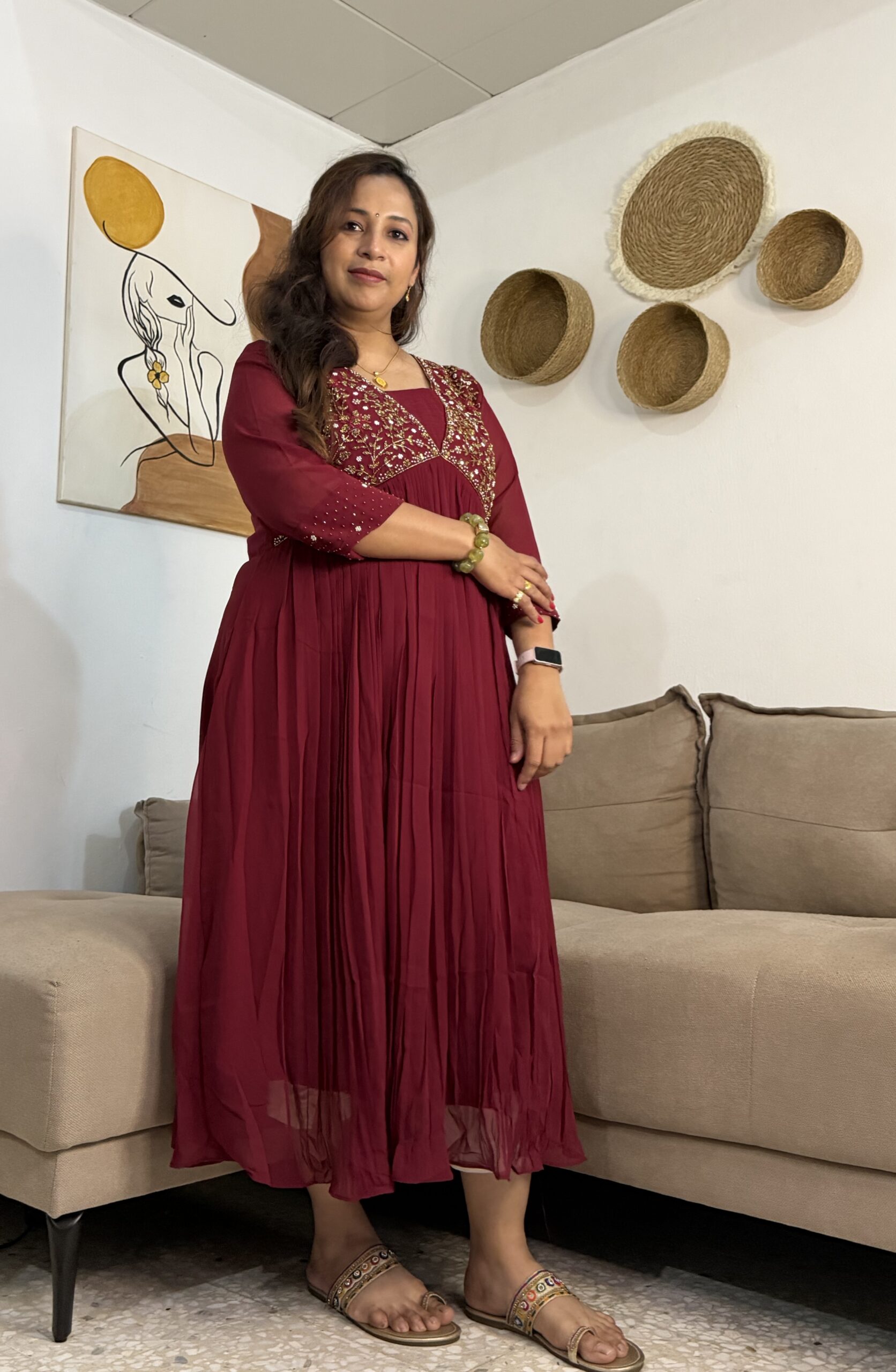 Premium Georgette Hand Embroidery Party Wear Kurti - Image 8