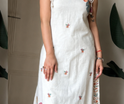 Cotton Embroidered sleeveless co-ord set