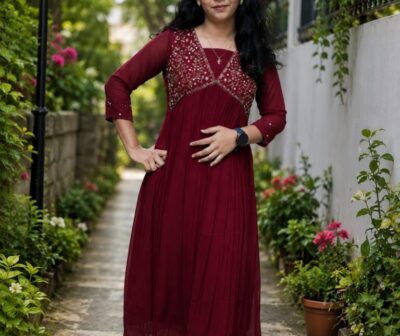 Premium Georgette Hand Embroidery Party Wear Kurti