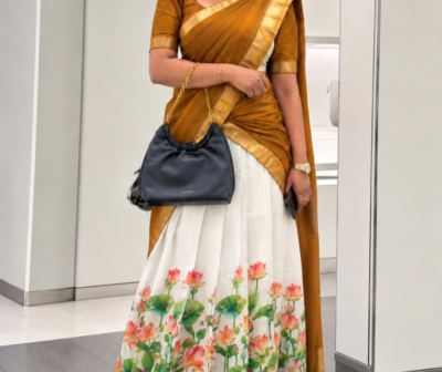 Premium Floral Print Half Saree (Dhavani Set) ✨