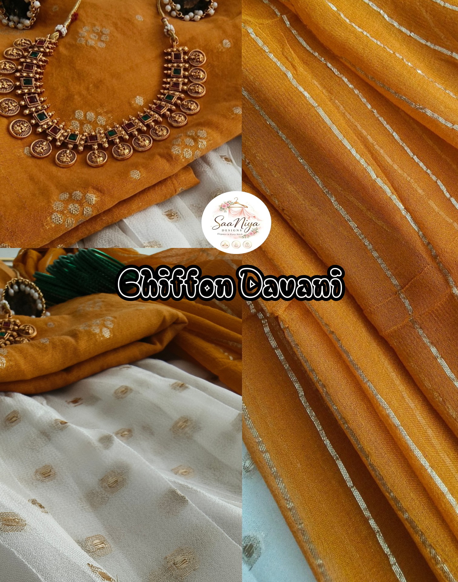 Chiffon Dhavani Set – Elegance in Every Drape ✨ - Image 2