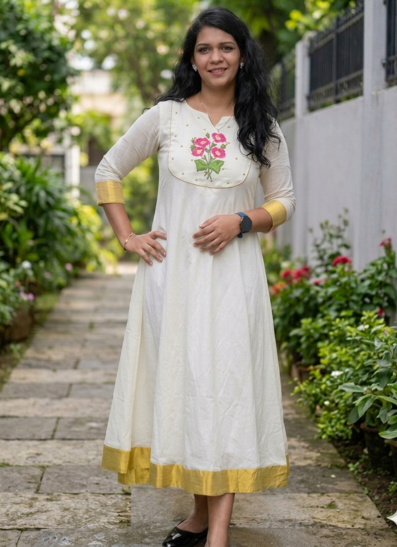 A- line Embroidery kurti