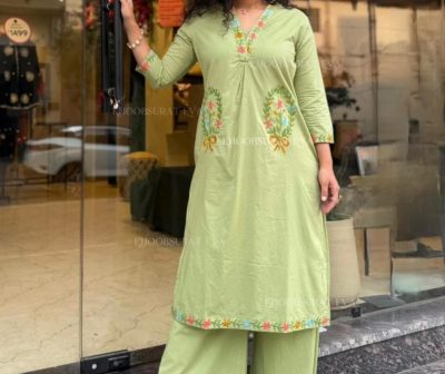 Embroidery cotton kurti set