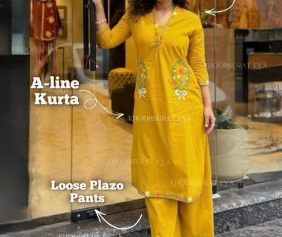 Embroidery Cotton kurti set